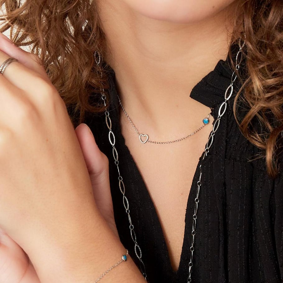 Birthstone necklace January silver Picture3